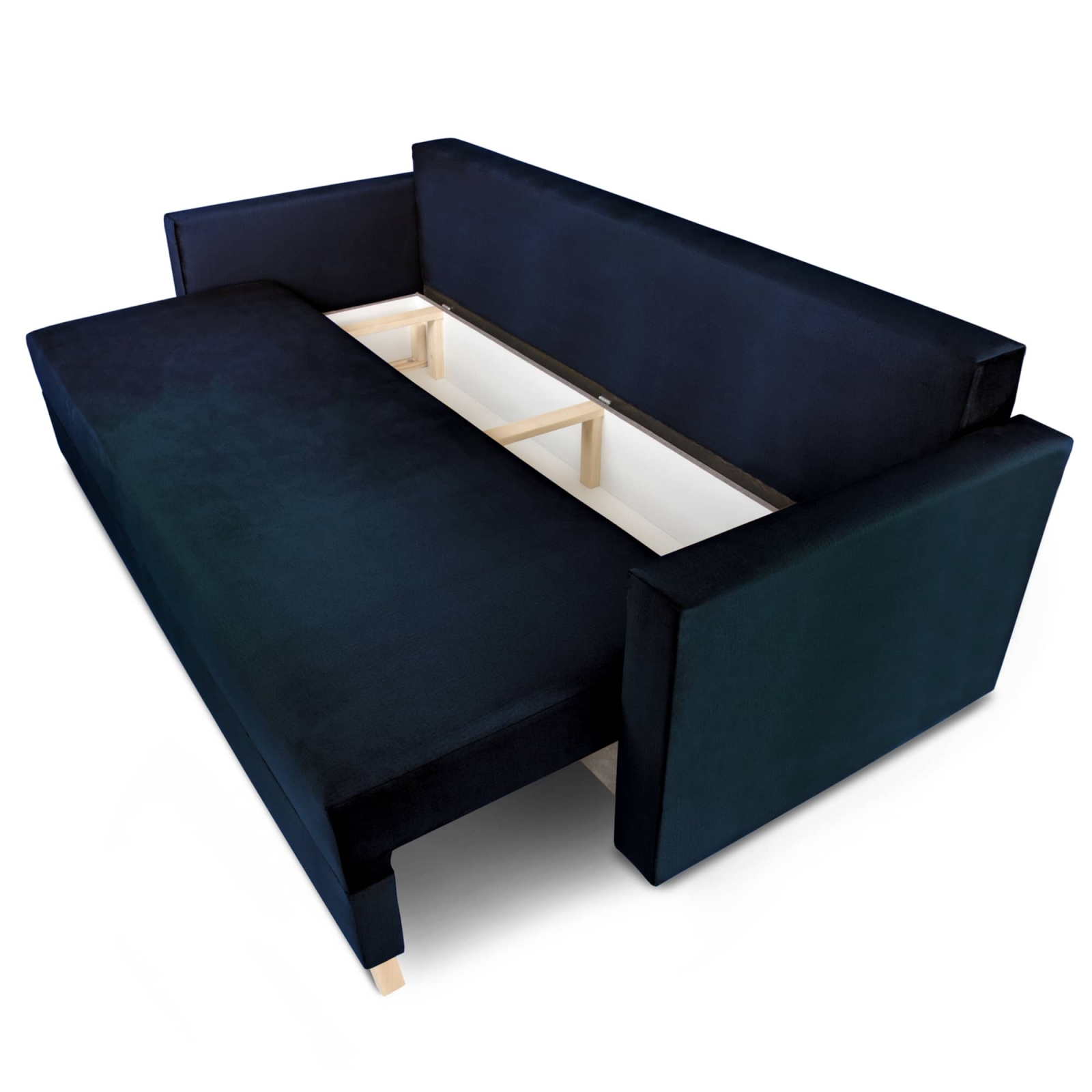 Canapé-lit convertible Allia velours bleu scandinave