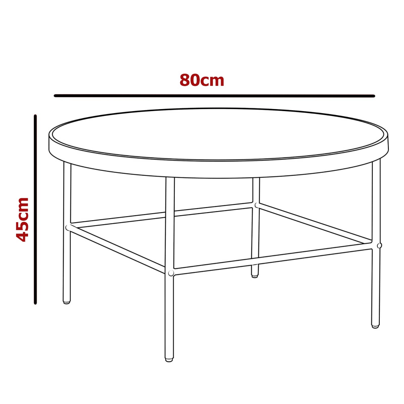 Table basse ronde en verre et métal noir design