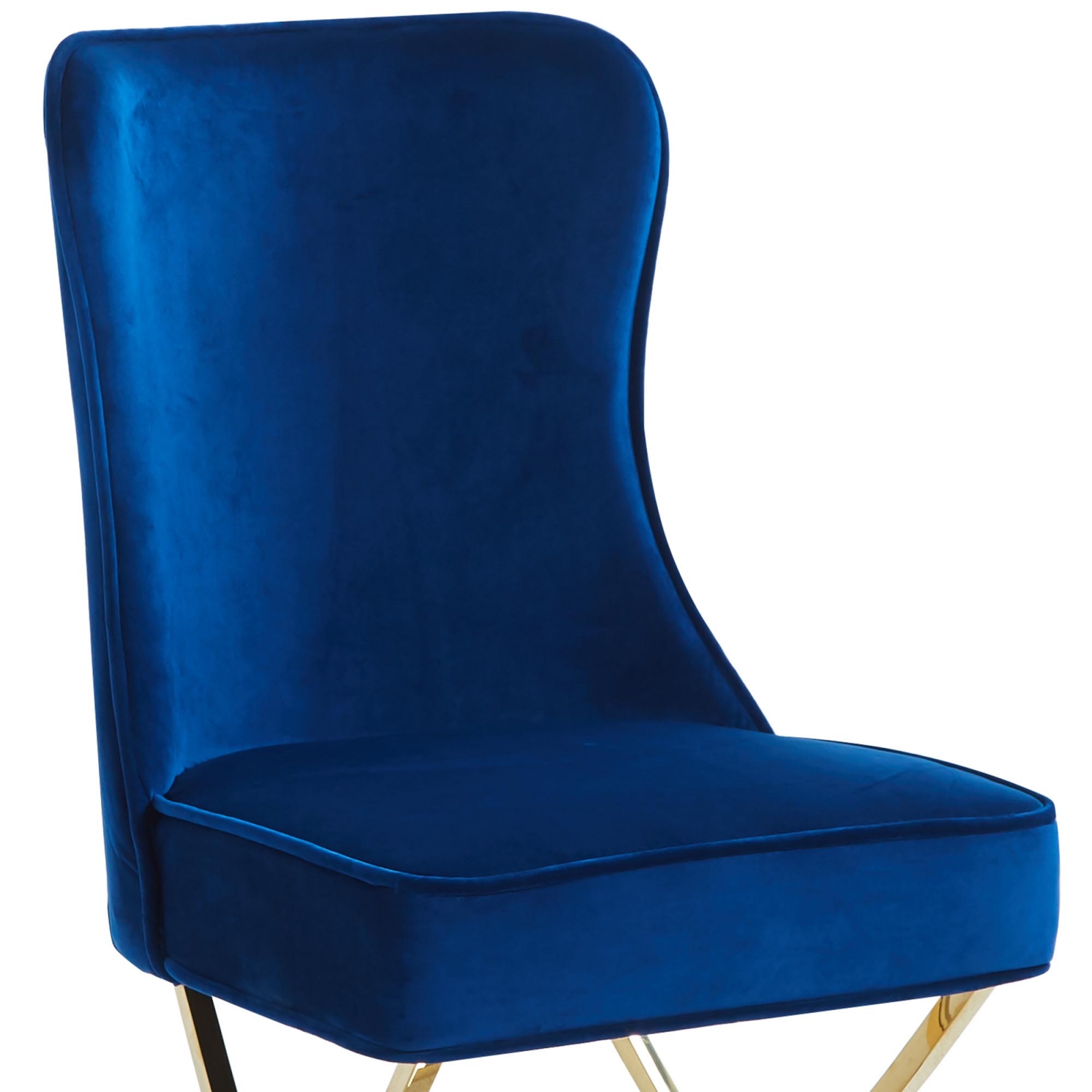 Lot de 2 chaises en velours bleu pieds en métal doré
