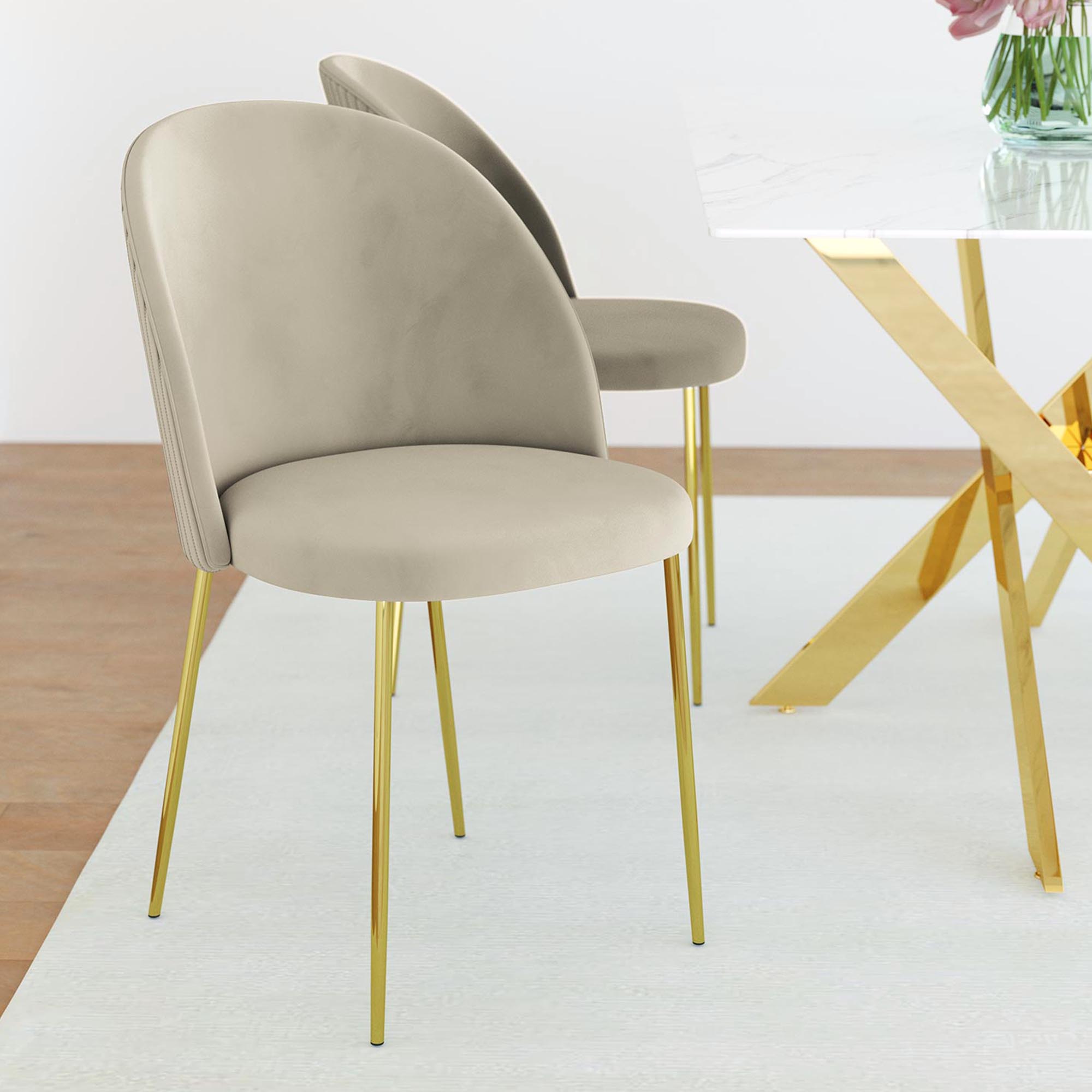 Lot de 2 chaises RAKEL Velours pieds dorés