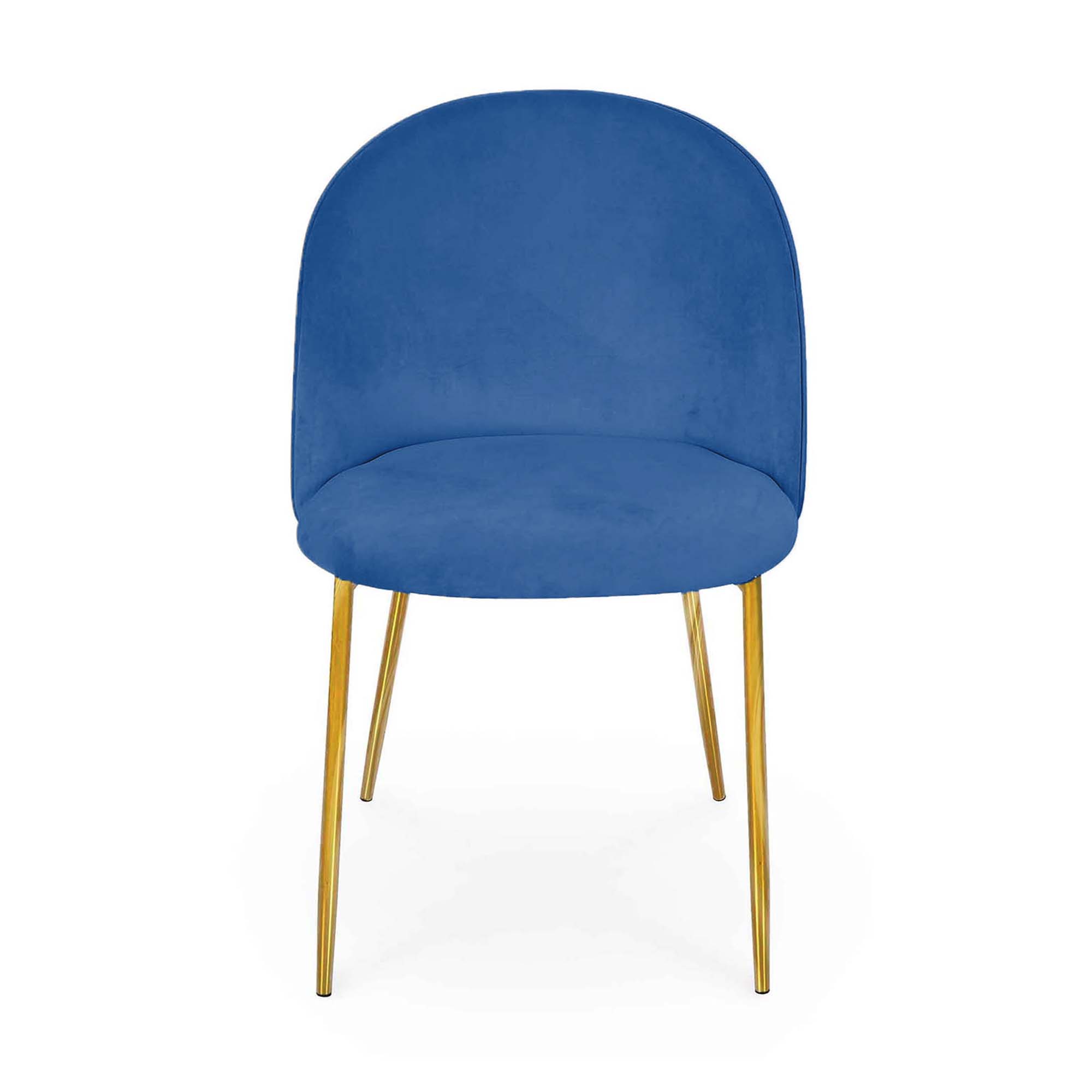 Lot de 2 chaises design en velours bleu et pieds dorés