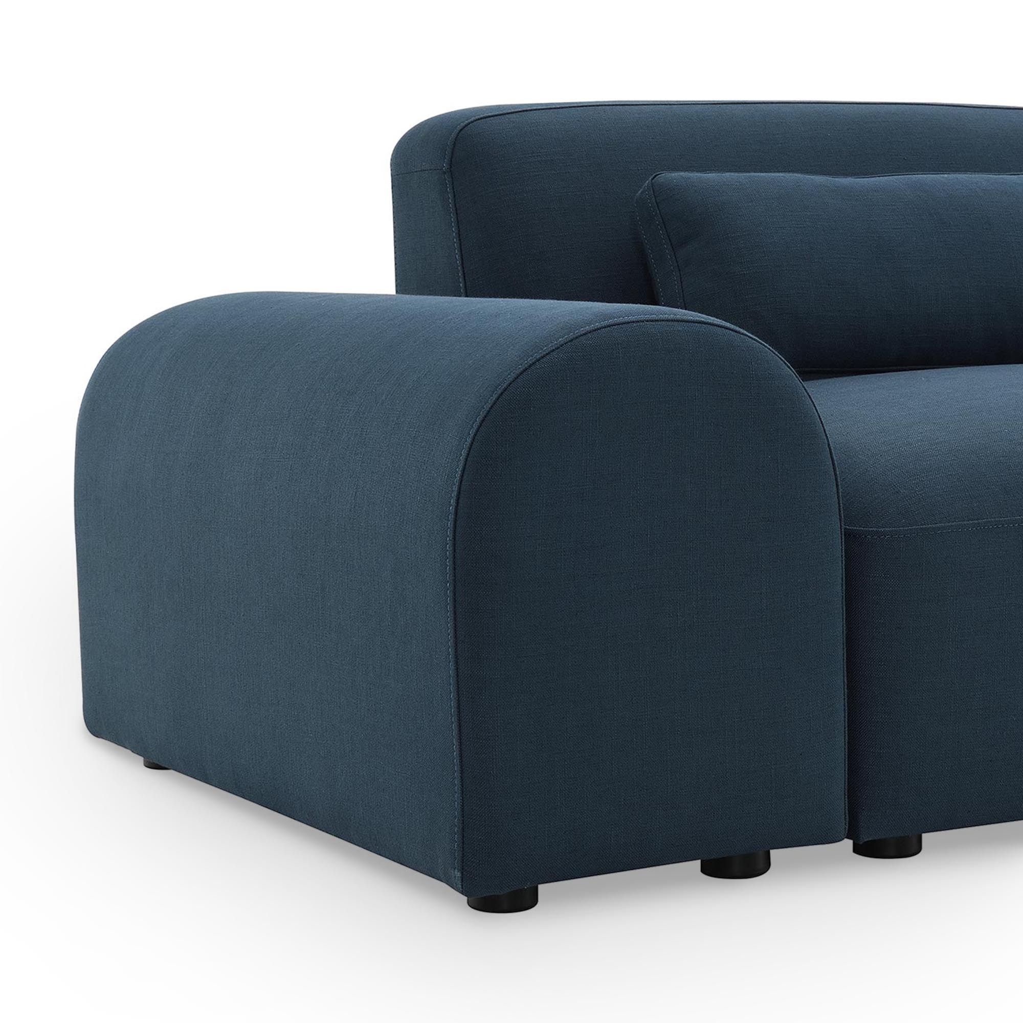 Canapé contemporain d'angle réversible en tissu bleu