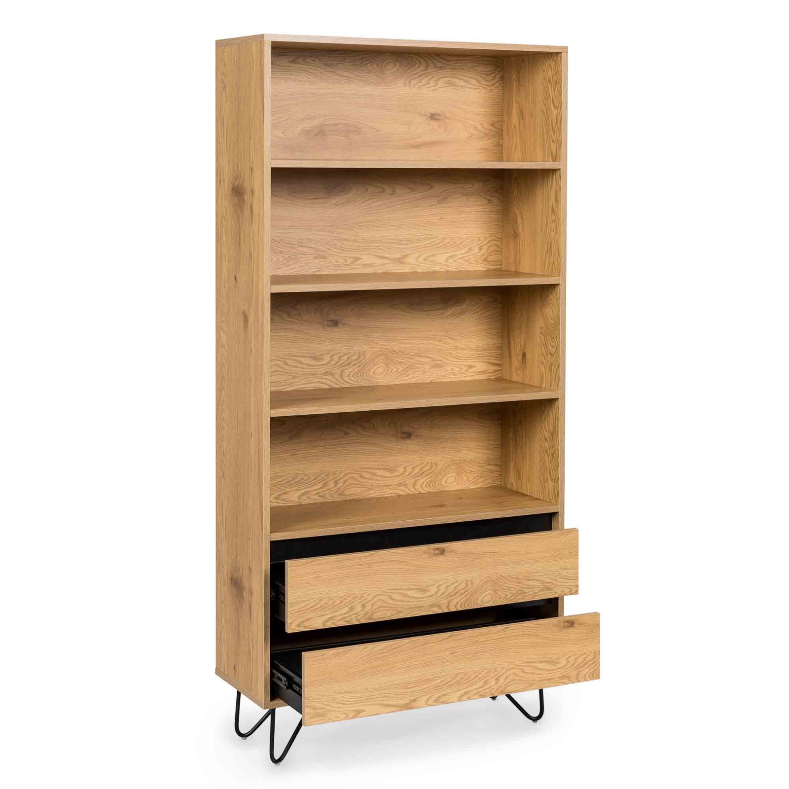 Bibliothèque en bois 2 tiroirs 3 étagères