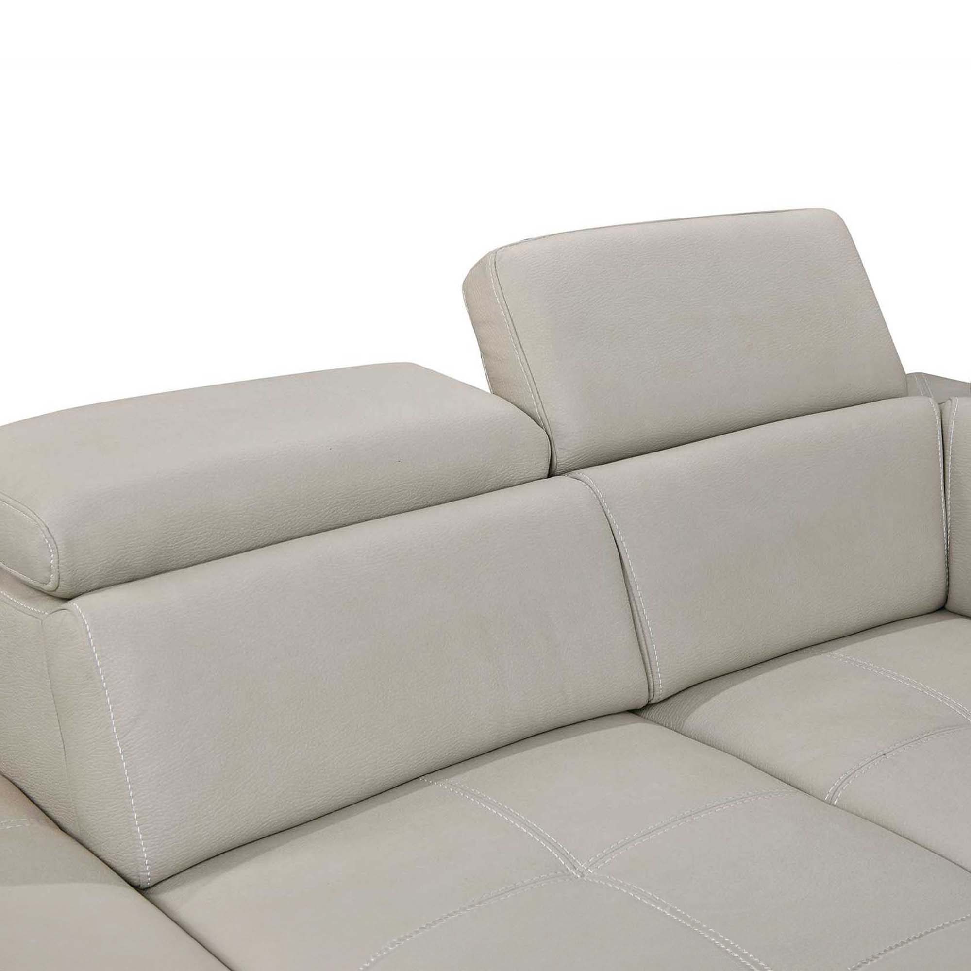Canapé panoramique convertible coffre de rangement en tissu beige - Angle Gauche