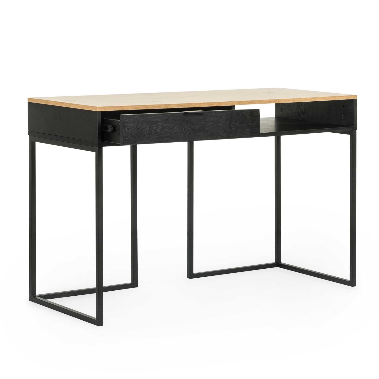 Bureau console industriel avec tiroir en bois et métal