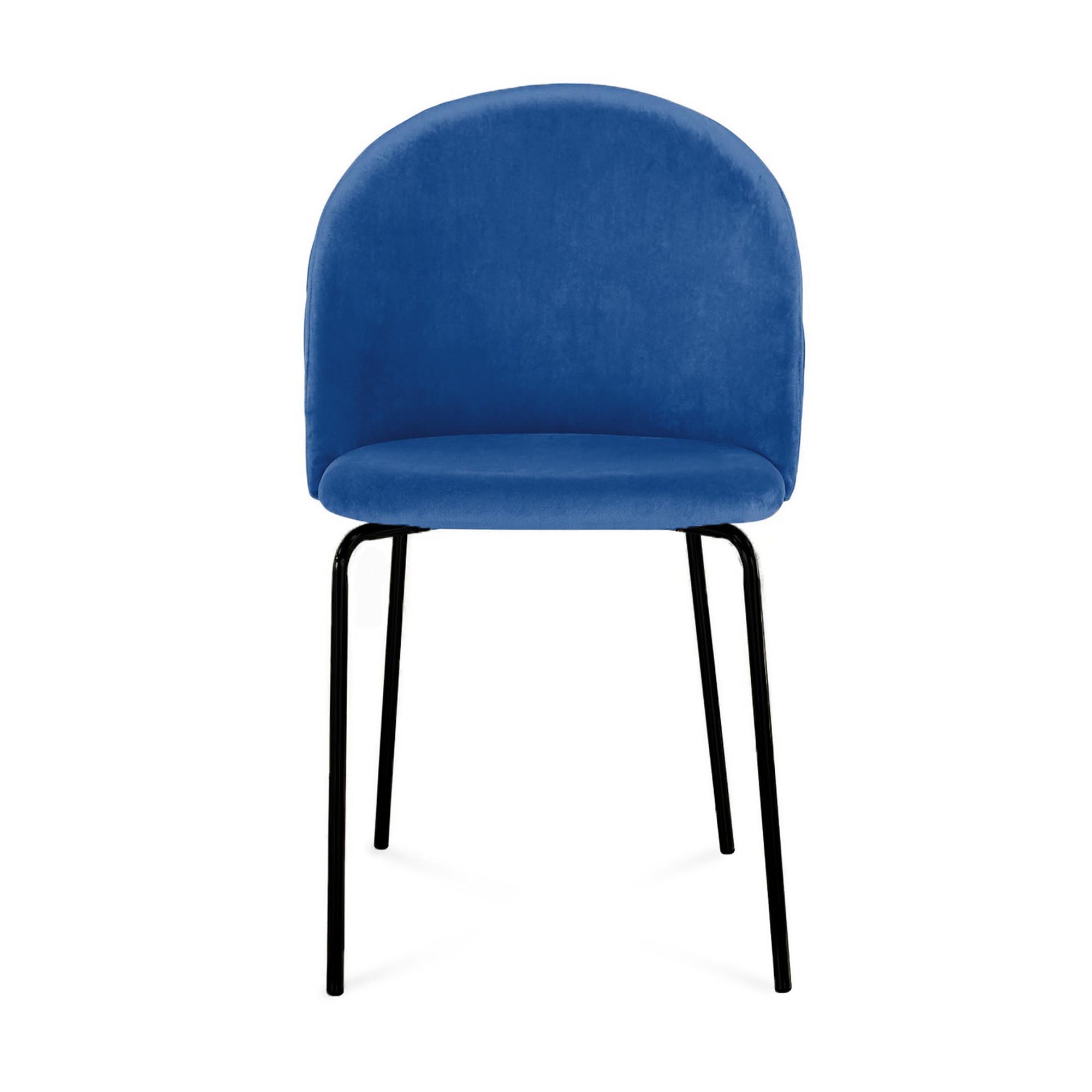 Lot de 2 chaises en velours bleu et pieds noirs