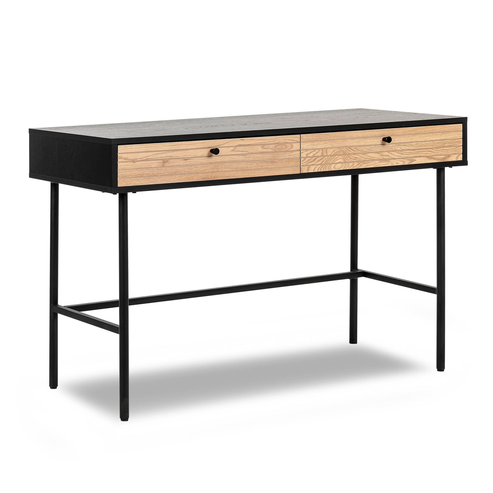 Bureau 2 tiroirs en bois et métal noir