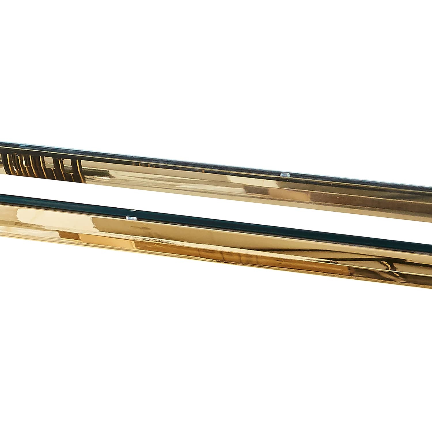 Console design en verre trempé et métal doré