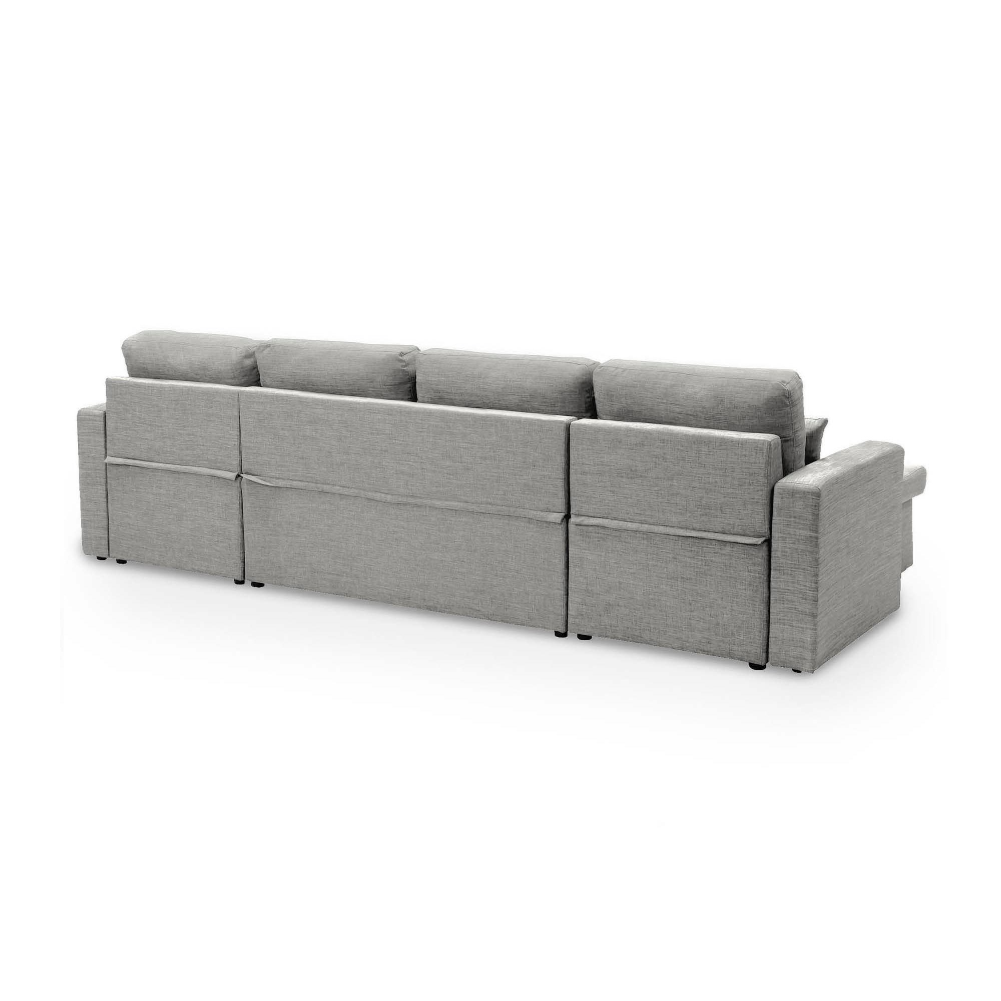 Canapé d’angle convertible coffre de rangement en tissu gris