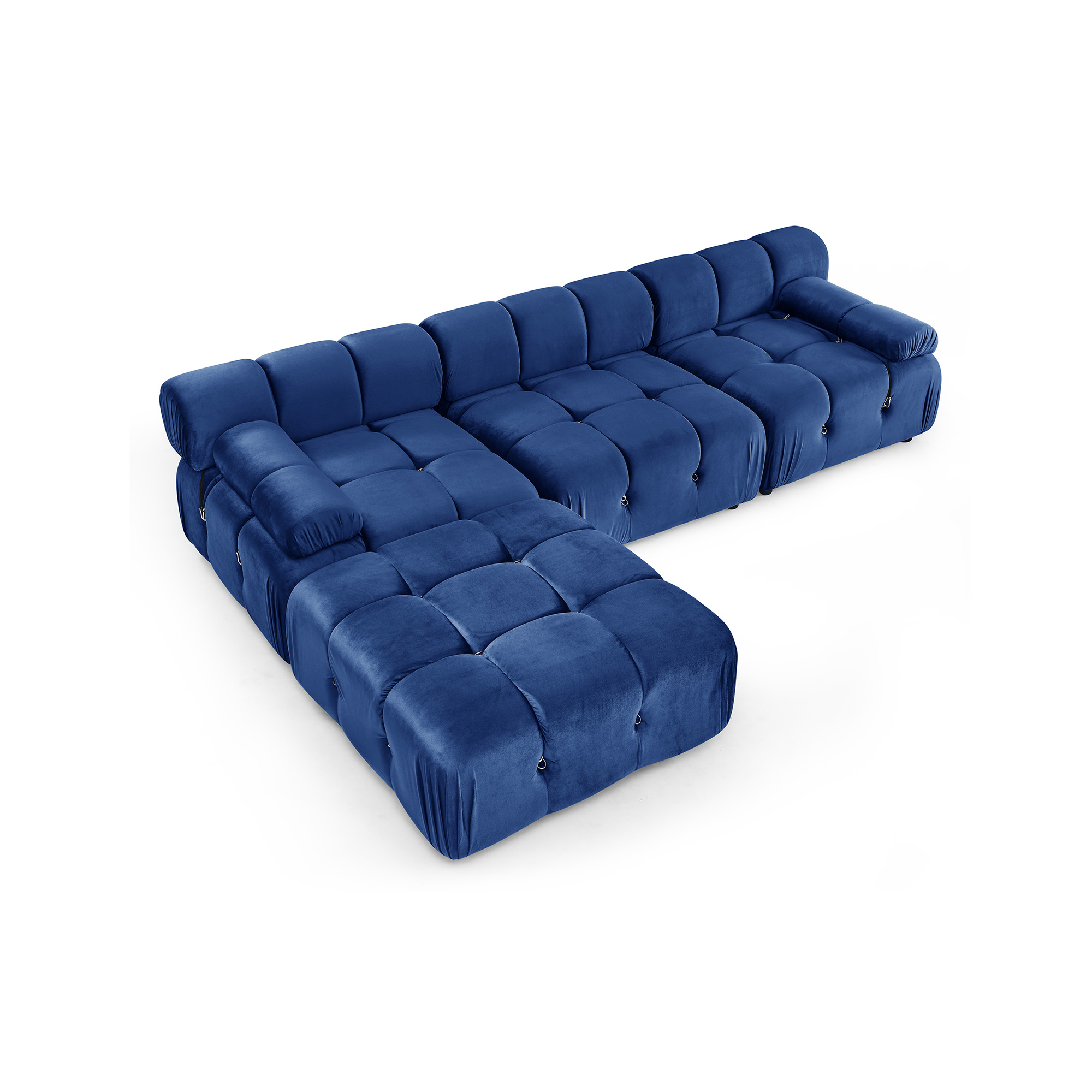Canapé d'angle réversible en velours bleu