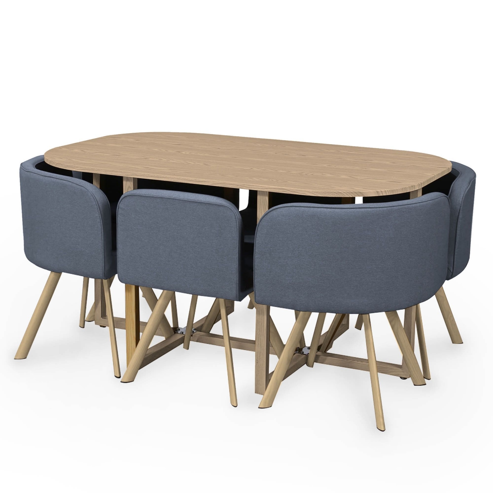Ensemble table + 6 chaises encastrables grises