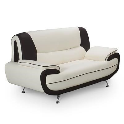 Canapé design 2 places en simili cuir blanc et noir