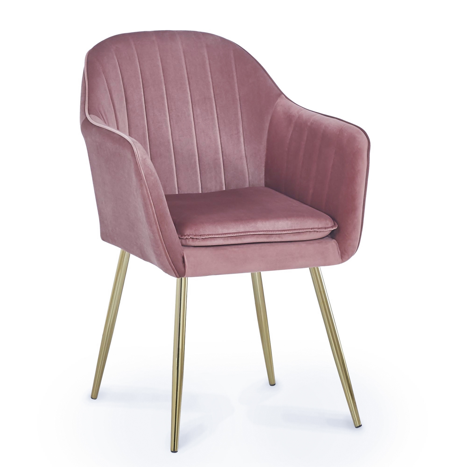 Lot de 2 chaises design avec accoudoirs en velours rose