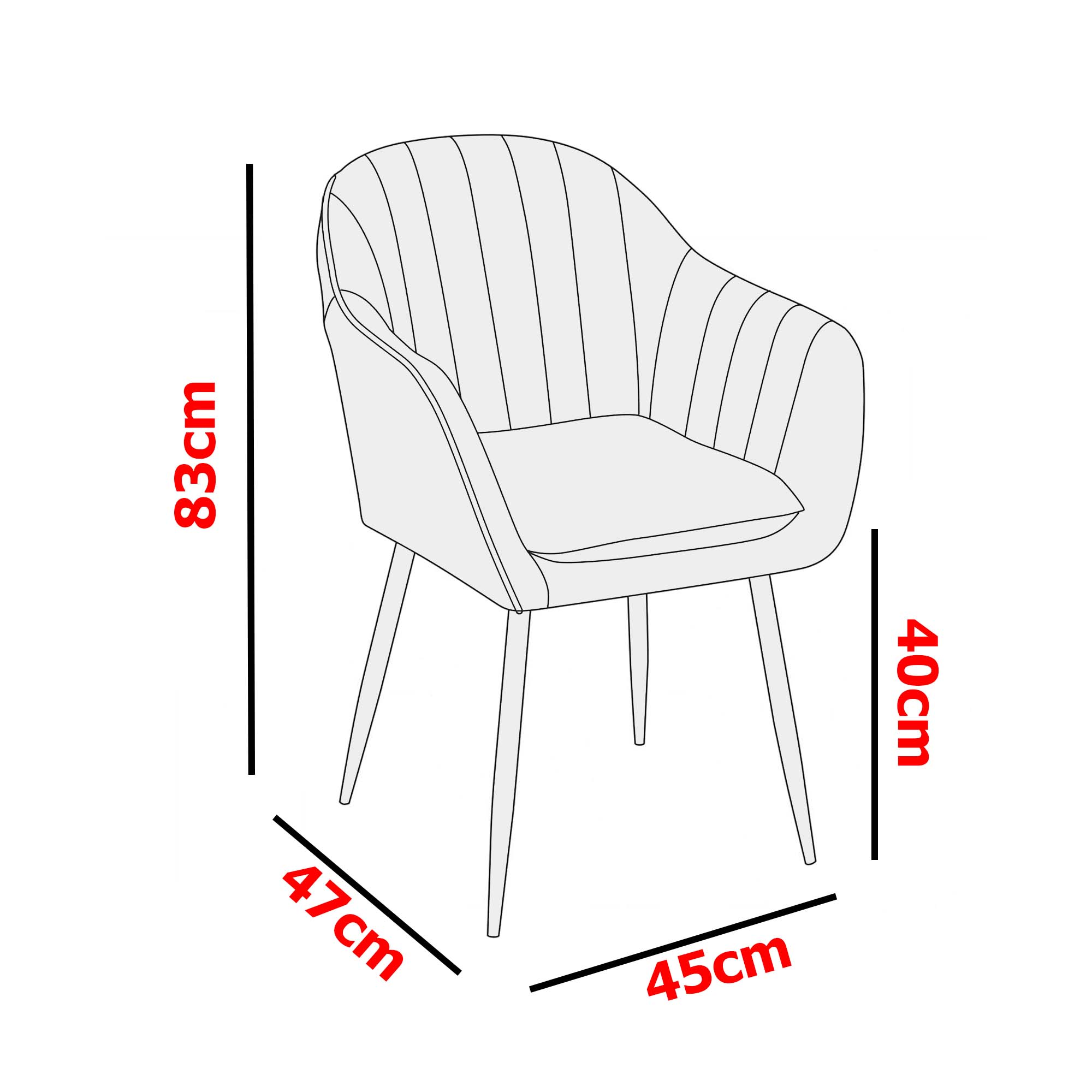 Lot de 2 chaises design avec accoudoirs en velours rose