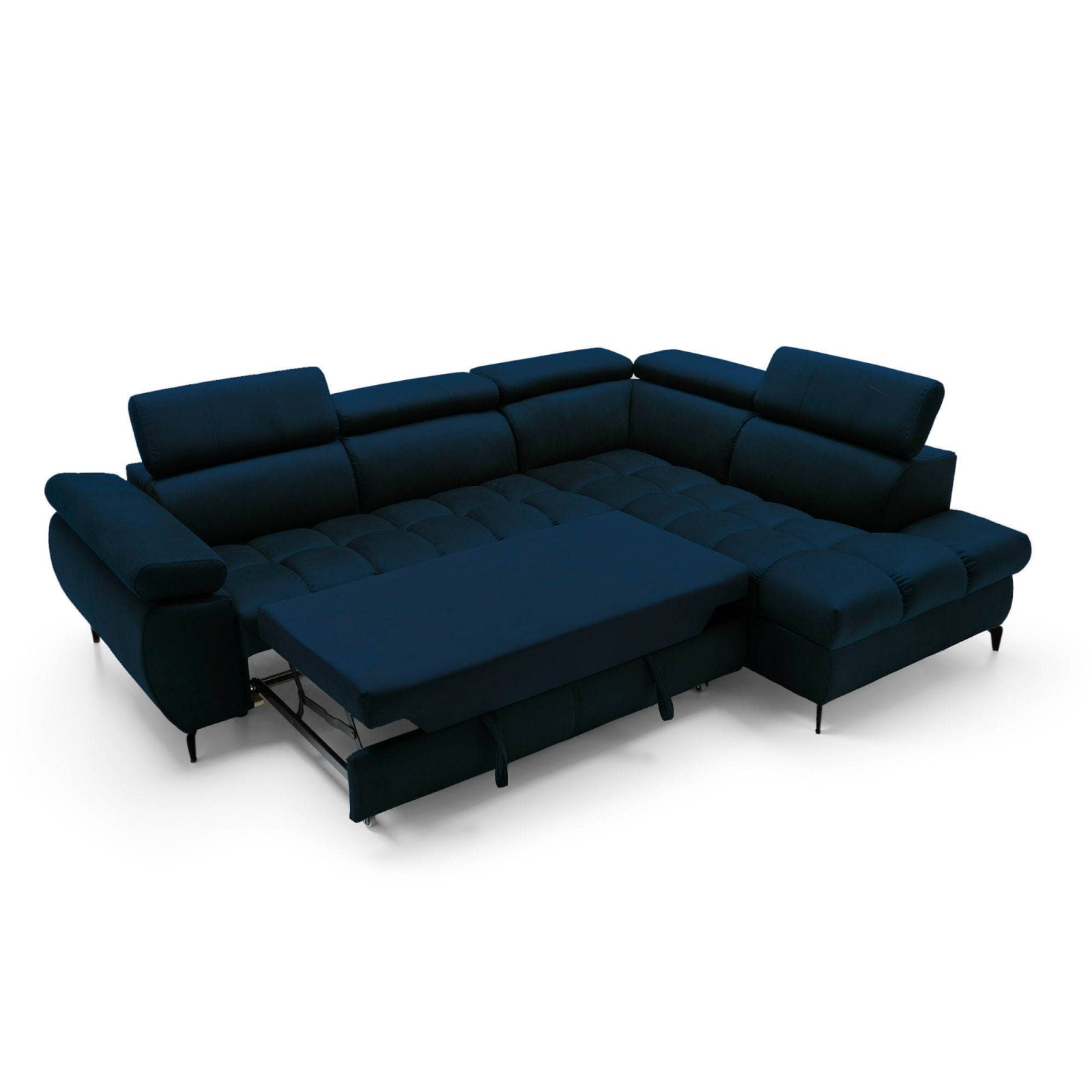 Canapé design convertible 3 places en velours bleu SALLY main image 1
