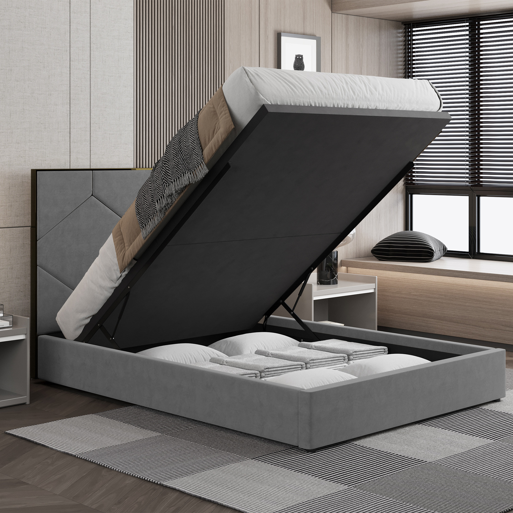 Lit coffre 180x200 ALISSA en velours