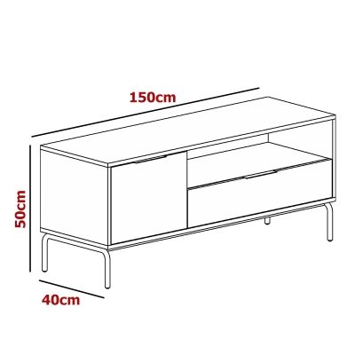 Meuble TV en bois et métal 1 tiroir 1 porte