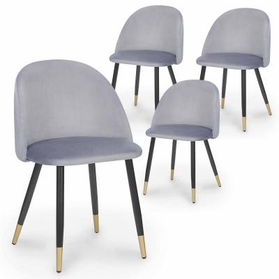 Lot de 4 chaises design en velours gris