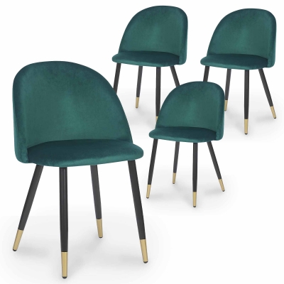 Lot de 4 chaises design en velours vert