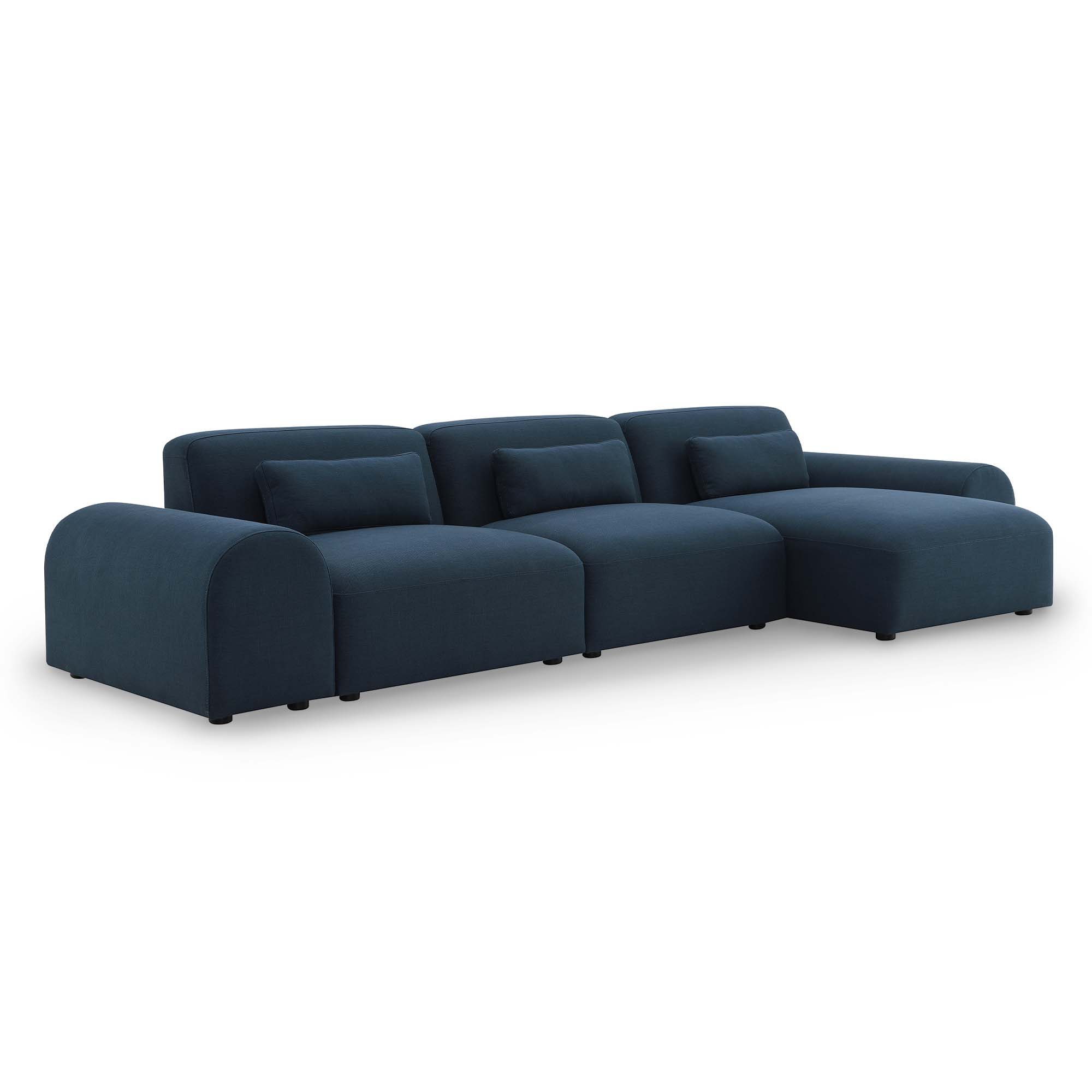 Canapé contemporain d'angle réversible en tissu bleu