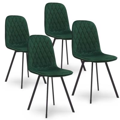 Lot de 4 chaises en tissu vert velours