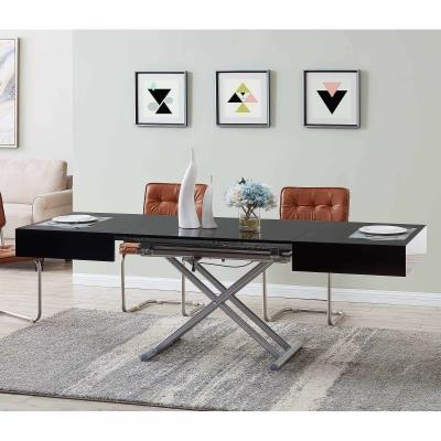 Table basse laquée noir relevable extensible