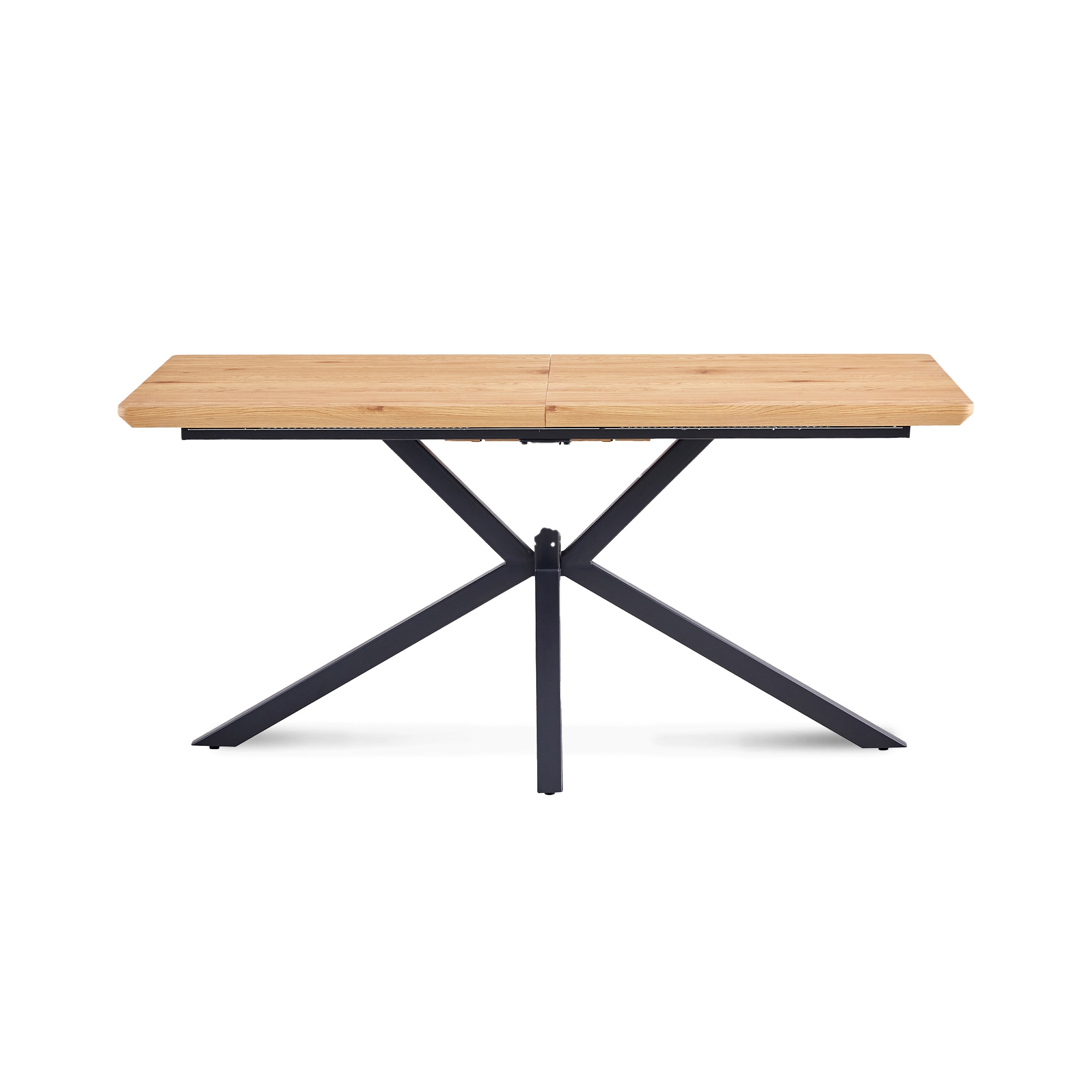 Table à manger rectangulaire extensible en bois et métal noir