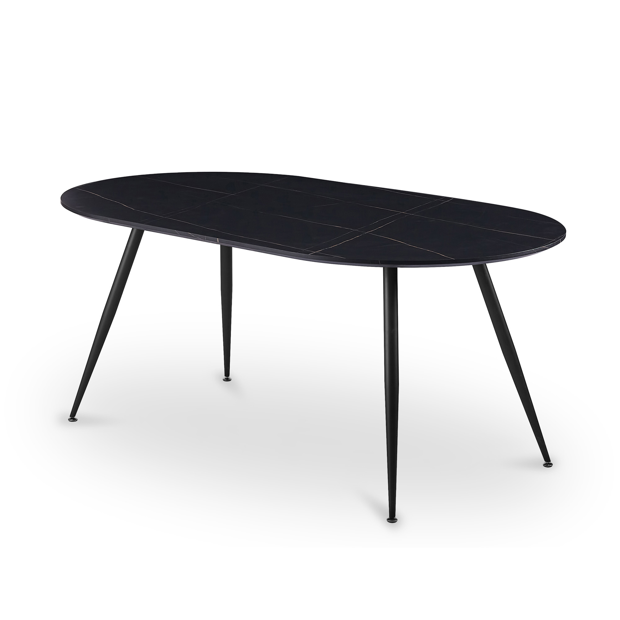 Table à manger design ovale effet marbre noir