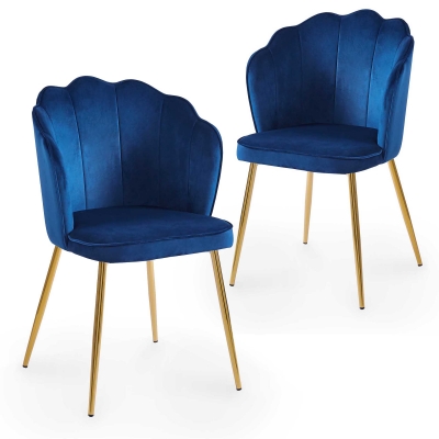 Lot de 2 chaises design en velours bleu