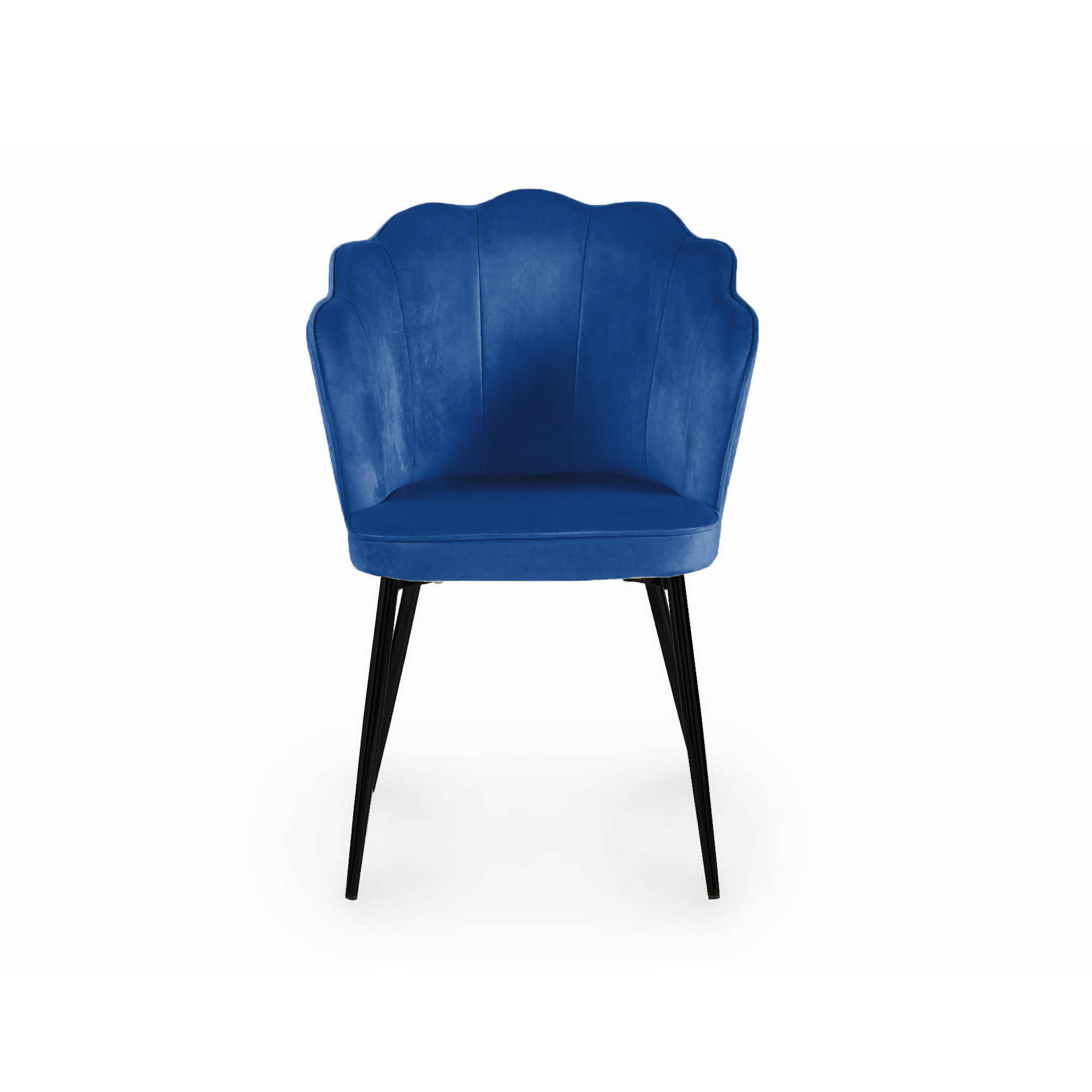 Lot de 2 chaises design en velours bleu pieds noirs