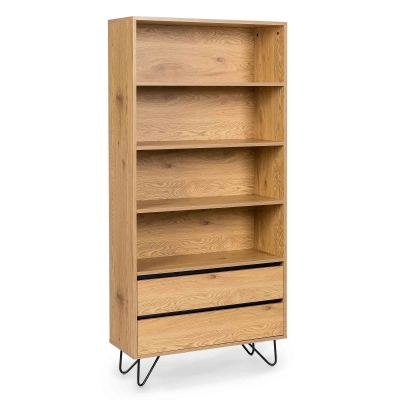 Bibliothèque en bois 2 tiroirs 3 étagères