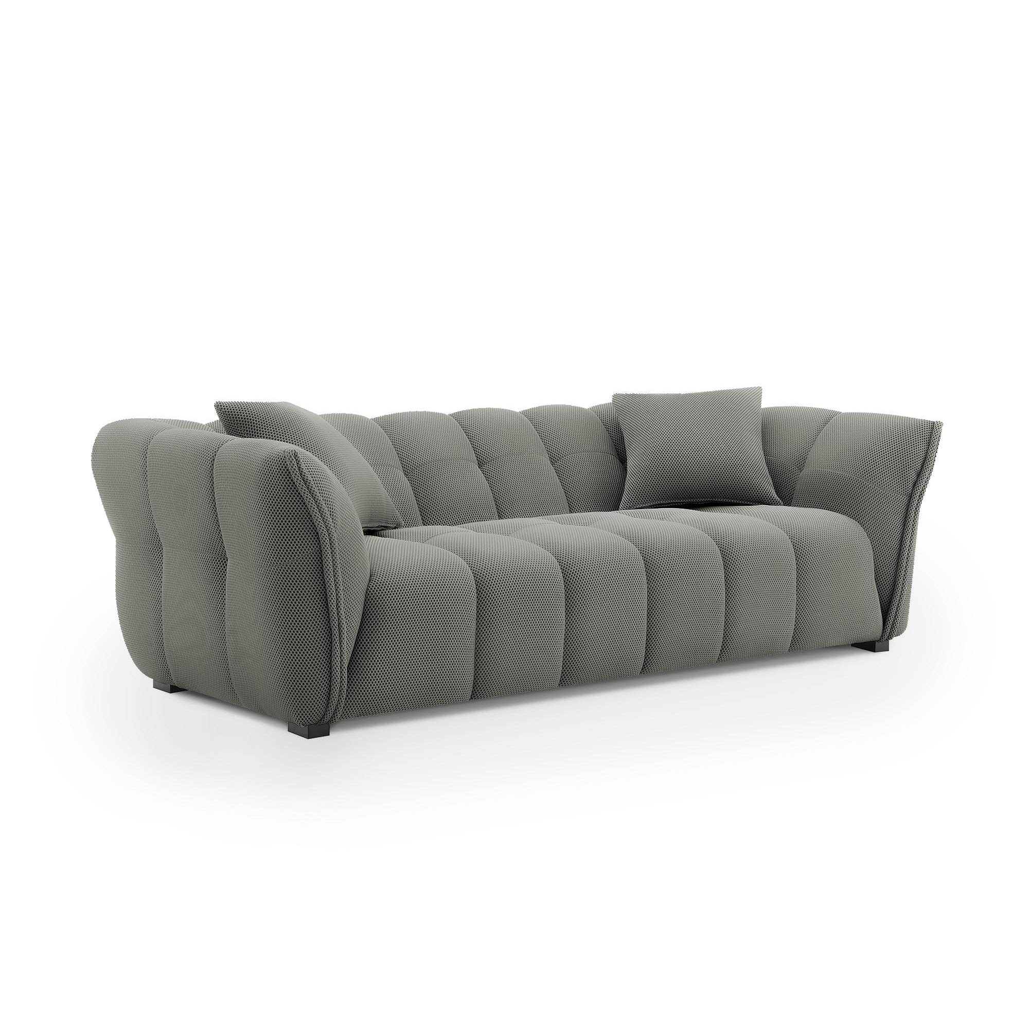Canapé 3 places en tissu 3D gris