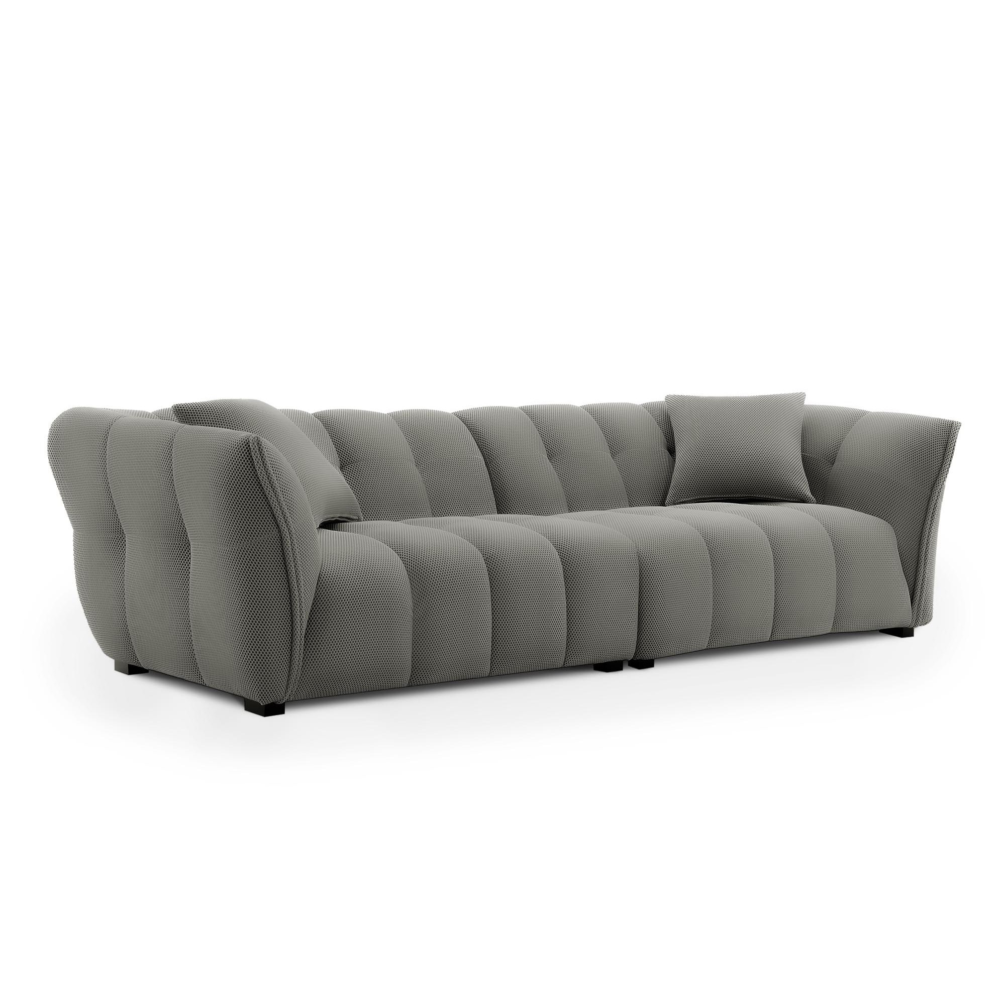 Canapé 4 places en tissu 3D gris