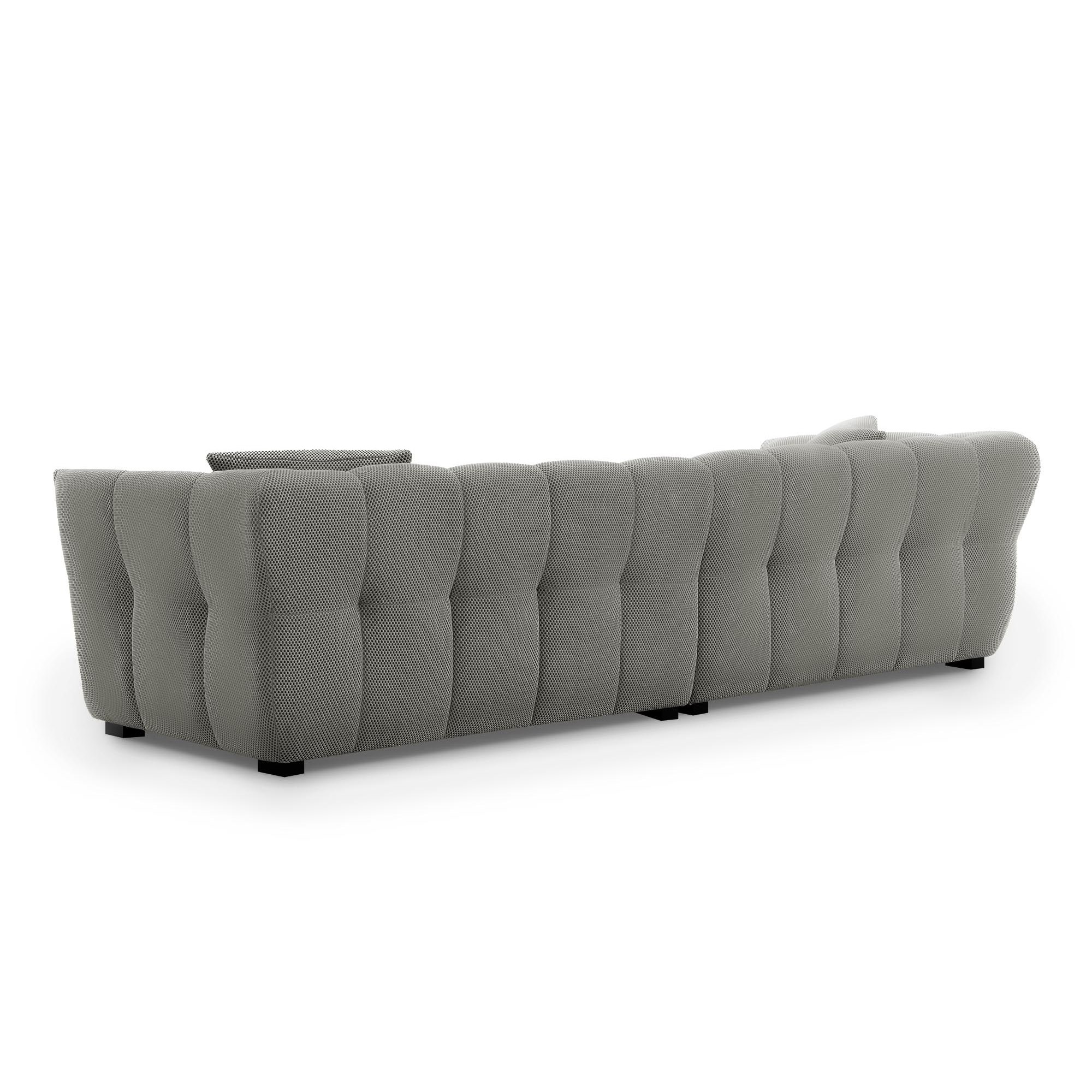 Canapé 4 places en tissu 3D gris