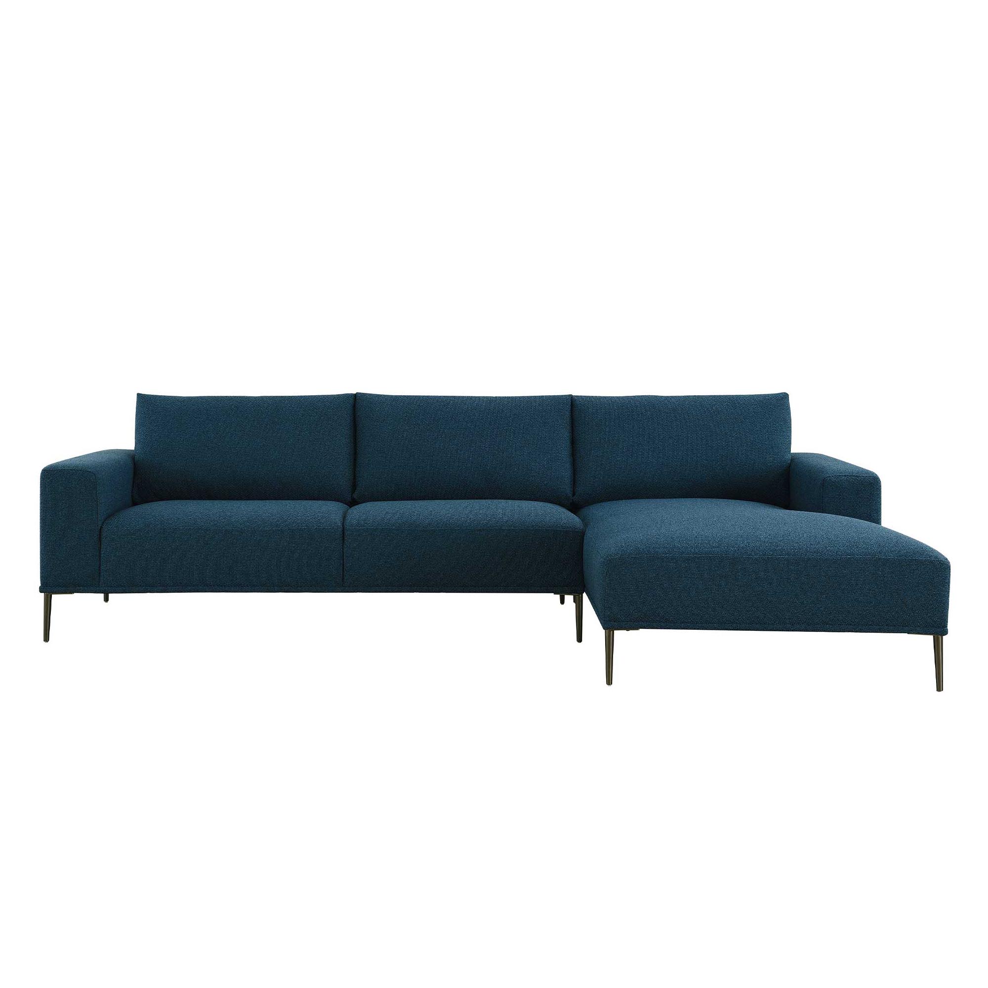 Canapé d'angle avec méridienne en tissu bleu - Angle Droit
