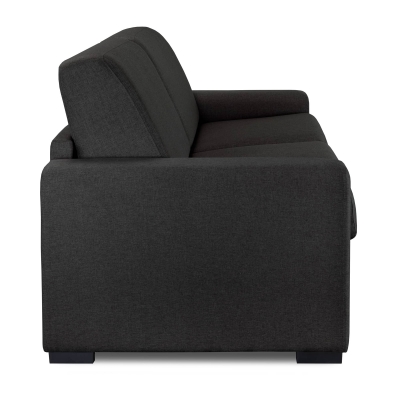 Canapé convertible 3 places en tissu gris carbone ouverture express matelas 18 cm