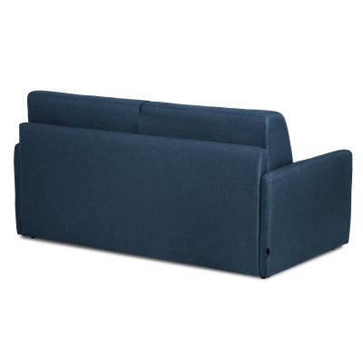 Canapé convertible 3 places en tissu bleu denim ouverture express, accoudoirs slim