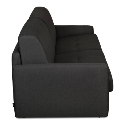 Canapé convertible 3 places en tissu gris carbone ouverture express, accoudoirs slim