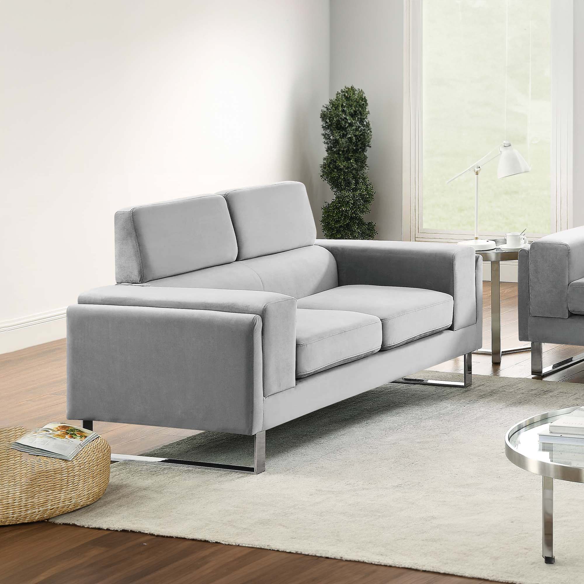 Canapé 2 places design en velours gris