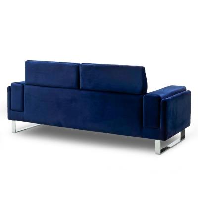 Canapé 3 places design en velours bleu