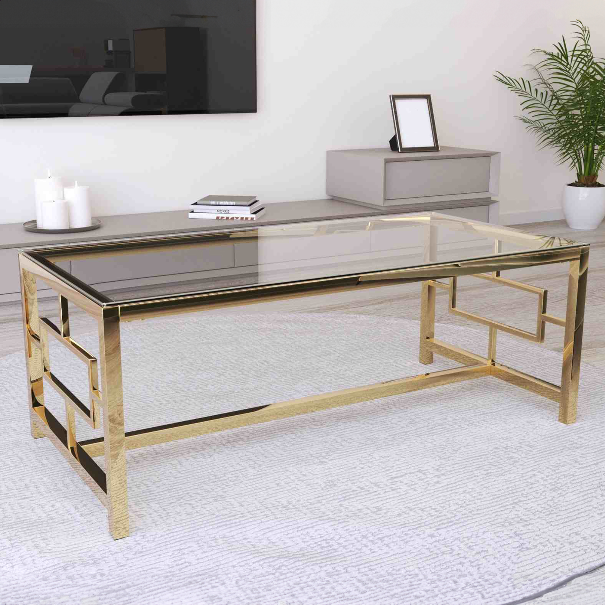 Table basse verre doré main image 0