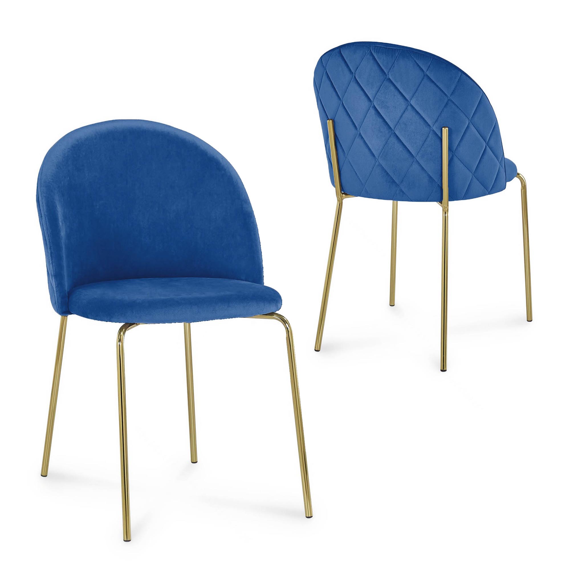 Lot de 2 chaises en velours bleu