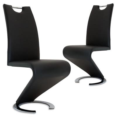 Lot de 2 chaises design en simili cuir noir