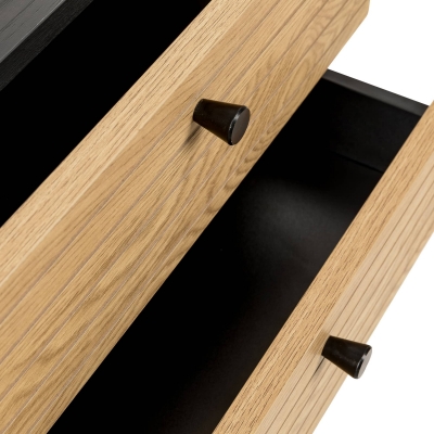 Table de chevet 2 tiroirs en bois et métal noir