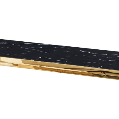 Console design en verre noir effet marbre et métal doré