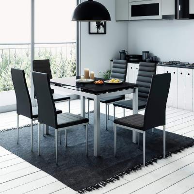 Table extensible avec 6 chaises noires