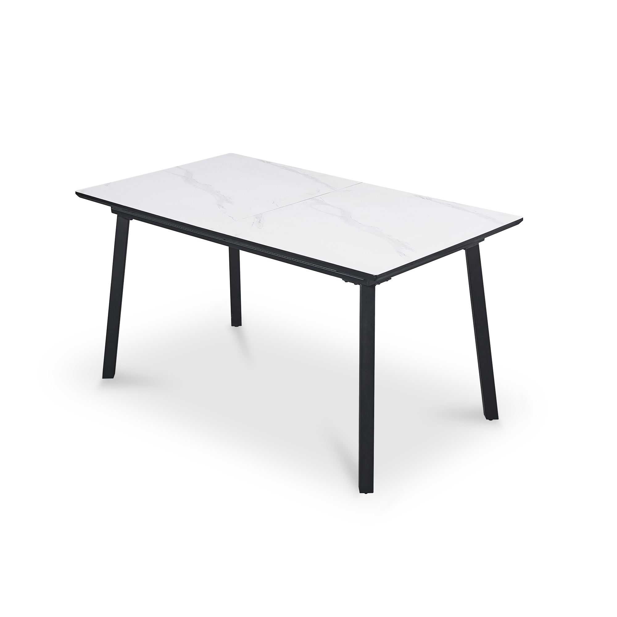 Table à manger rectangulaire extensible effet marbre blanc
