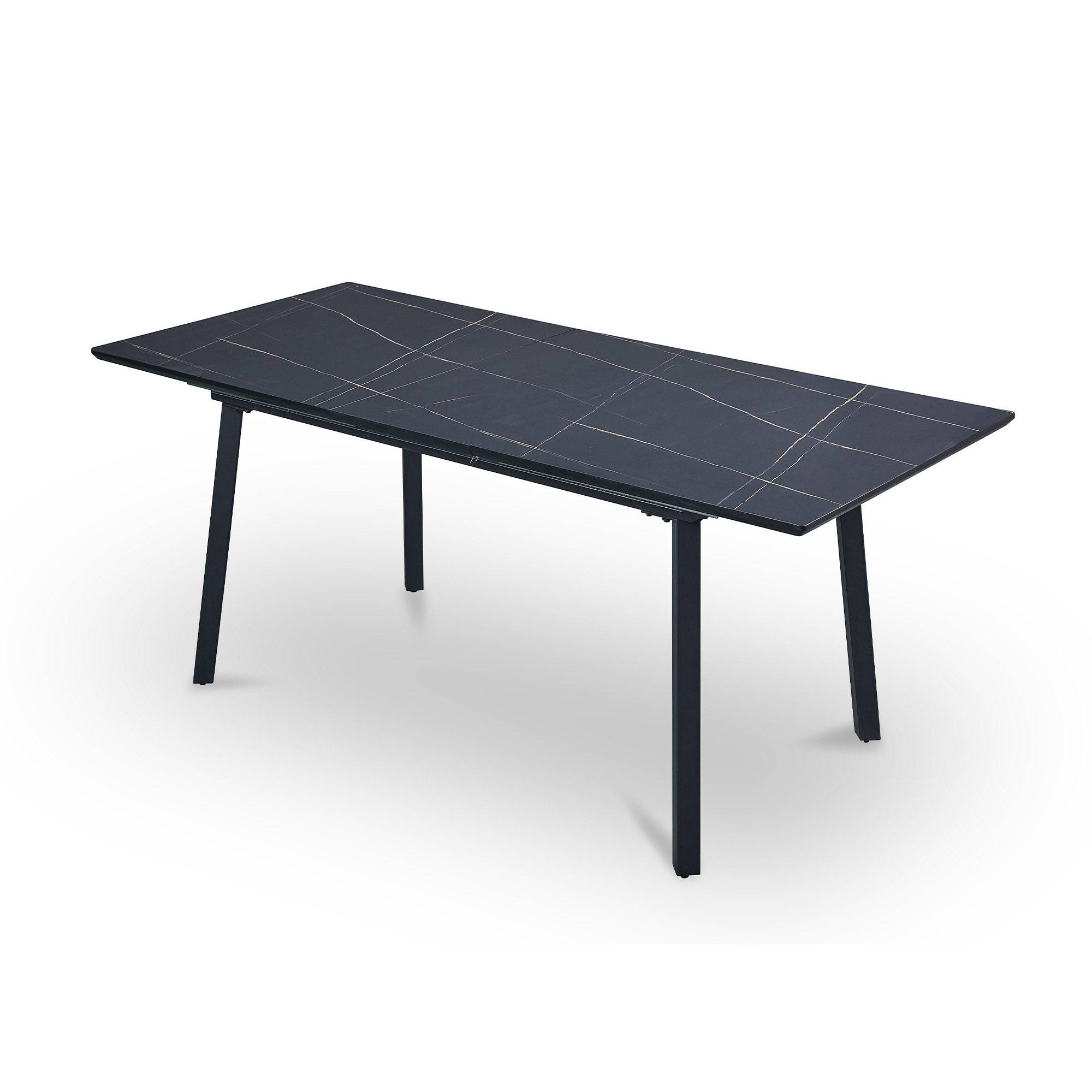 Table à manger rectangulaire extensible effet marbre noir