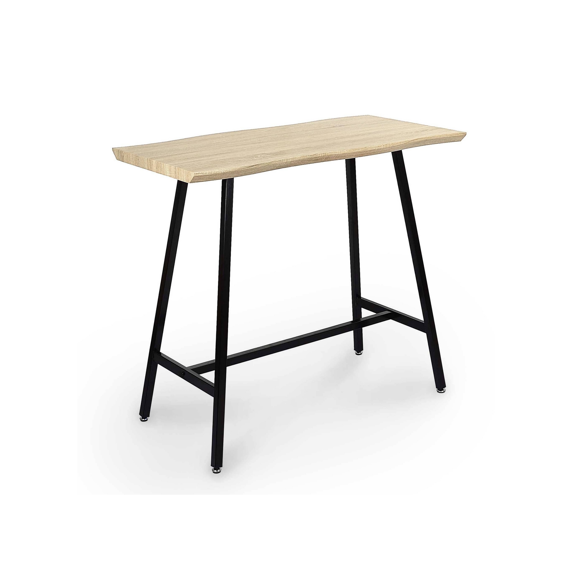 Table haute rectangulaire industrielle en bois et métal noir