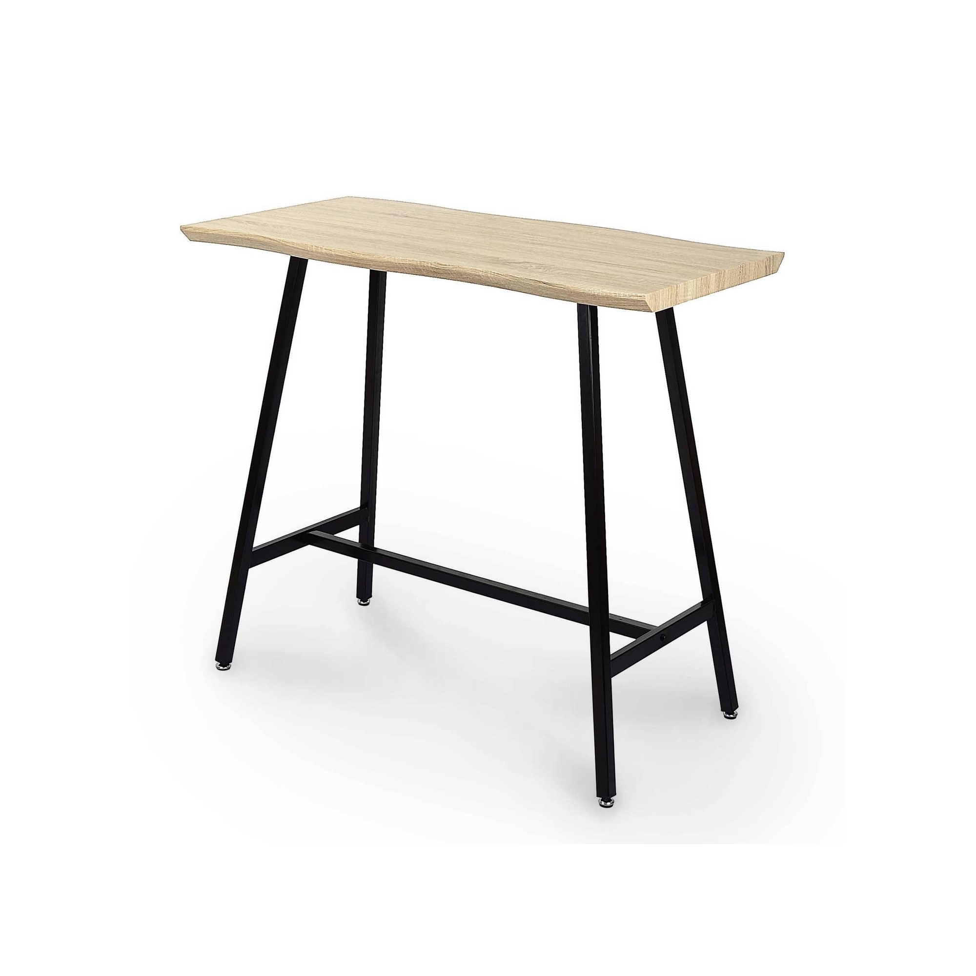 Table haute rectangulaire industrielle en bois et métal noir